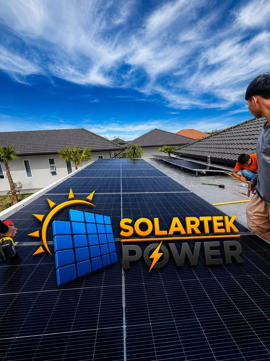 Das Solartek-Power-Team bei der Montage einer Solaranlage in Hua Hin